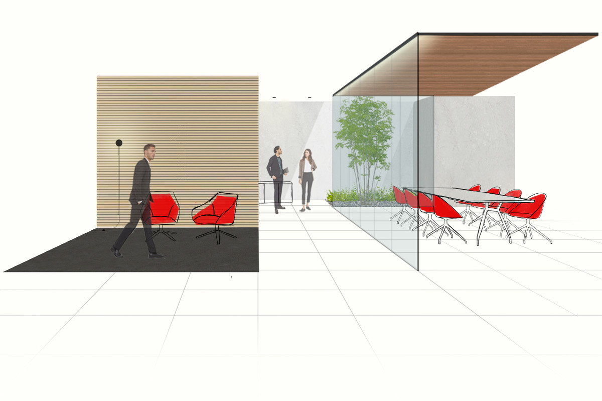 immagine dell'ambito: L'interior design d'ufficio è l’ambito storico di nostra competenza. Il know-how acquisito negli anni ci ha permesso di approfondire la cura dei dettagli, sviluppando una continua ricerca tecnica e stilistica per migliorare l’utilizzo dello spazio lavorativo o residenziale, il comfort e quindi il benessere individuale.